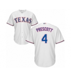 Youth Texas Rangers #4 Dak Prescott Authentic White Home Cool Base Baseball Jersey