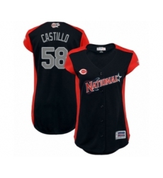 Women's Cincinnati Reds #58 Luis Castillo Authentic Navy Blue National League 2019 Baseball All-Star Jersey