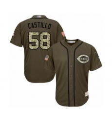 Youth Cincinnati Reds #58 Luis Castillo Authentic Green Salute to Service Baseball Jersey