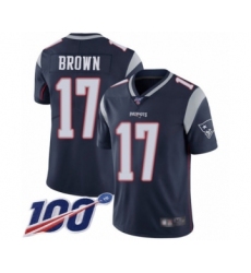 Men's New England Patriots #17 Antonio Brown Navy Blue Team Color Vapor Untouchable Limited Player 100th Season Football Jersey