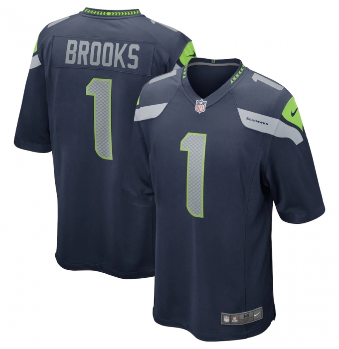 Men's Seattle Seahawks #1 Jordyn Brooks Nike Navy 2020 NFL Draft First Round Pick Game Jersey.webp