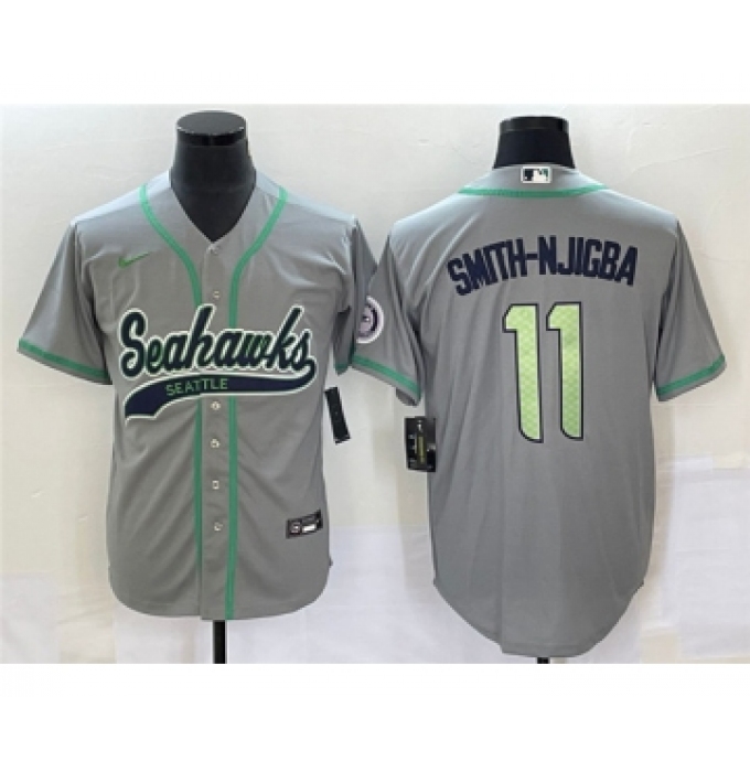 Men's Seattle Seahawks #11 Jaxon Smith-Njigba Gray Cool Base Stitched Baseball Jersey