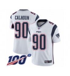 Youth New England Patriots #90 Shilique Calhoun White Vapor Untouchable Limited Player 100th Season Football Jersey