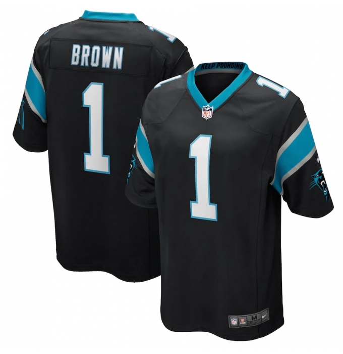 Men's Carolina Panthers #1 Derrick Brown Nike Black 2020 NFL Draft First Round Pick Game Jersey