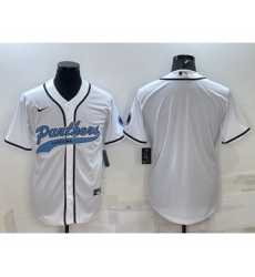 Men's Carolina Panthers Blank White With Patch Cool Base Stitched Baseball Jersey