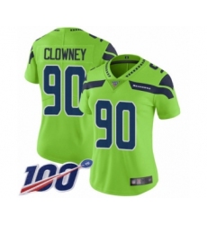 Women's Seattle Seahawks #90 Jadeveon Clowney Limited Green Rush Vapor Untouchable 100th Season Football Jersey