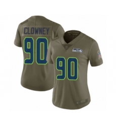 Women's Seattle Seahawks #90 Jadeveon Clowney Limited Olive 2017 Salute to Service Football Jersey