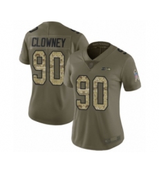 Women's Seattle Seahawks #90 Jadeveon Clowney Limited Olive Camo 2017 Salute to Service Football Jersey