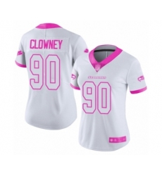 Women's Seattle Seahawks #90 Jadeveon Clowney Limited White Pink Rush Fashion Football Jersey
