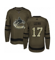 Youth Vancouver Canucks #17 Josh Leivo Authentic Green Salute to Service Hockey Jersey