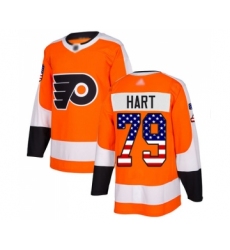 Youth Philadelphia Flyers #79 Carter Hart Authentic Orange USA Flag Fashion Hockey Jersey