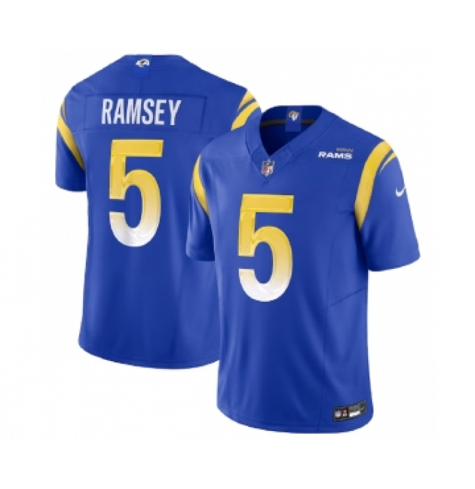 Men's Nike Los Angeles Rams #5 Jalen Ramsey Blue 2023 F.U.S.E. Vapor Untouchable Limited Football Stitched Jersey