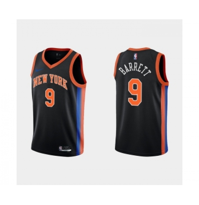 Men's New York Knicks #9 RJ Barrett Black City Edition Stitched Basketball Jersey
