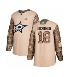 Men's Dallas Stars #18 Jason Dickinson Authentic Camo Veterans Day Practice Hockey Jersey