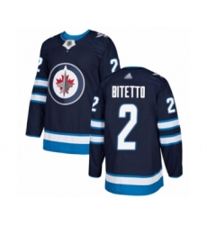 Men's Winnipeg Jets #2 Anthony Bitetto Premier Navy Blue Home Hockey Jersey