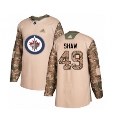 Men's Winnipeg Jets #49 Logan Shaw Authentic Camo Veterans Day Practice Hockey Jersey