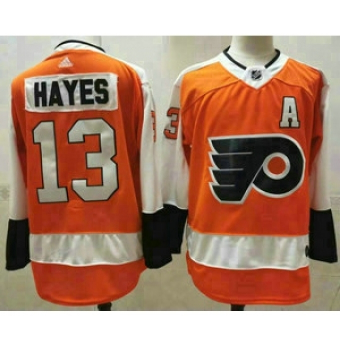 Men's Philadelphia Flyers #13 Kevin Hayes Orange White Stitched NHL Jersey
