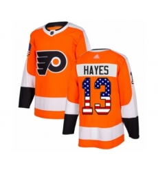 Youth Philadelphia Flyers #13 Kevin Hayes Authentic Orange USA Flag Fashion Hockey Jersey