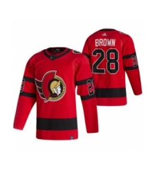 Men's Ottawa Senators #28 Connor Brown Red 2020-21 Reverse Retro Alternate Hockey Jersey