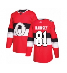 Youth Ottawa Senators #81 Ron Hainsey Authentic Red 2017 100 Classic Hockey Jersey