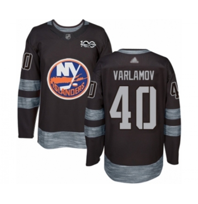 Men's New York Islanders #40 Semyon Varlamov Authentic Black 1917-2017 100th Anniversary Hockey Jersey