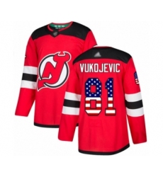 Men's New Jersey Devils #81 Michael Vukojevic Authentic Red USA Flag Fashion Hockey Jersey