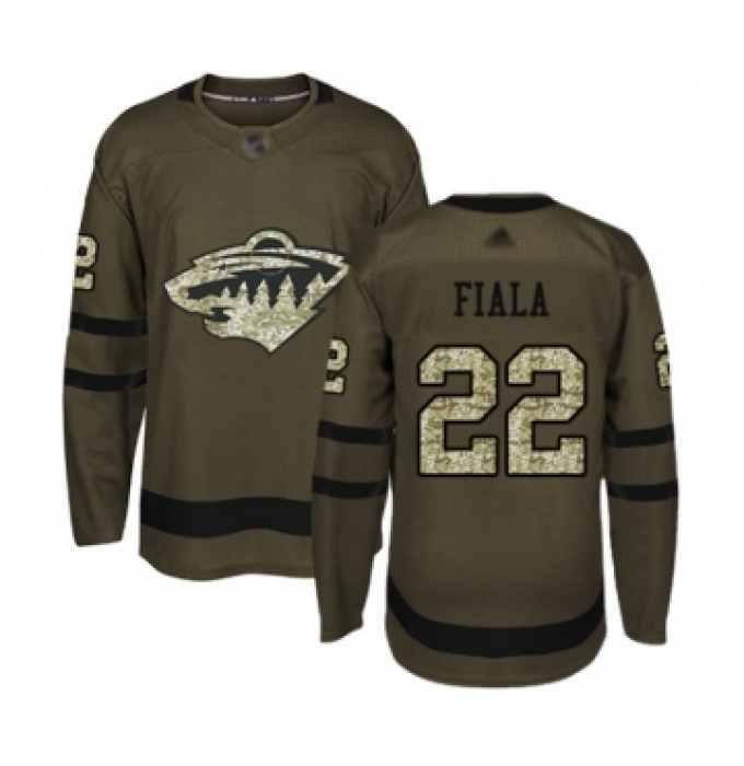 Men's Minnesota Wild #22 Kevin Fiala Authentic Green Salute to Service Hockey Jersey
