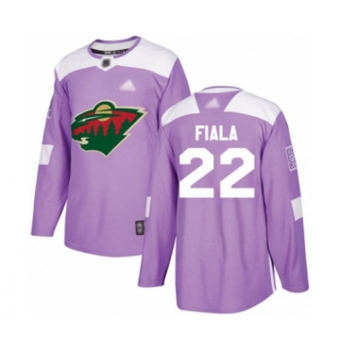 Men's Minnesota Wild #22 Kevin Fiala Authentic Purple Fights Cancer Practice Hockey Jersey