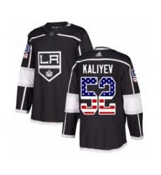 Men's Los Angeles Kings #52 Arthur Kaliyev Authentic Black USA Flag Fashion Hockey Jersey