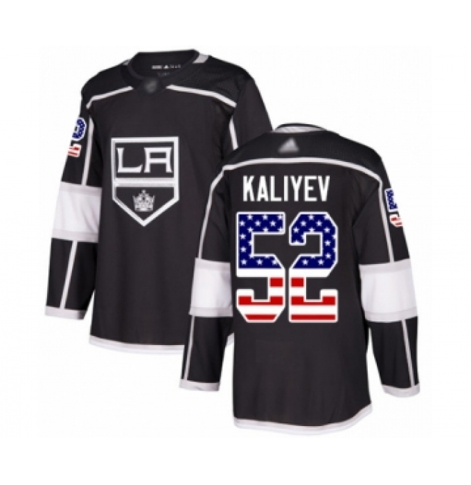 Men's Los Angeles Kings #52 Arthur Kaliyev Authentic Black USA Flag Fashion Hockey Jersey