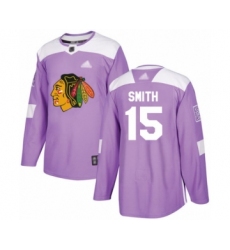 Men's Chicago Blackhawks #15 Zack Smith Authentic Purple Fights Cancer Practice Hockey Jersey