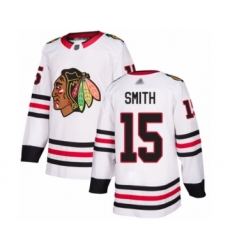 Men's Chicago Blackhawks #15 Zack Smith Authentic White Away Hockey Jersey
