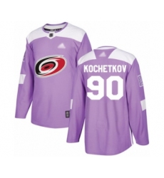 Men's Carolina Hurricanes #90 Pyotr Kochetkov Authentic Purple Fights Cancer Practice Hockey Jersey