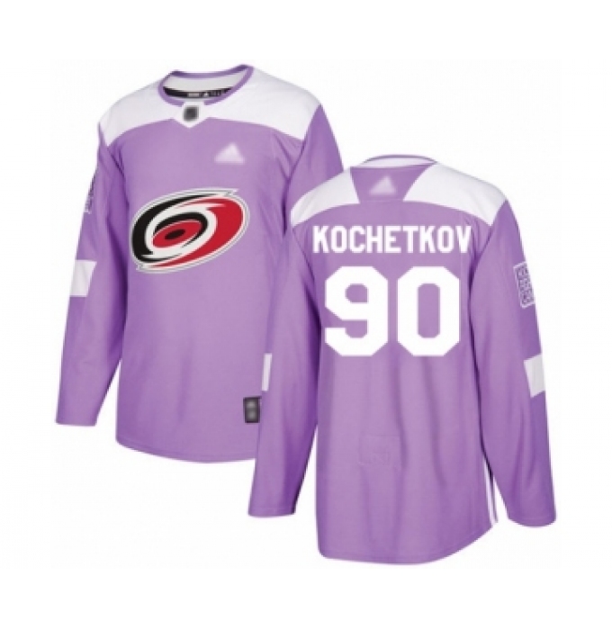 Men's Carolina Hurricanes #90 Pyotr Kochetkov Authentic Purple Fights Cancer Practice Hockey Jersey