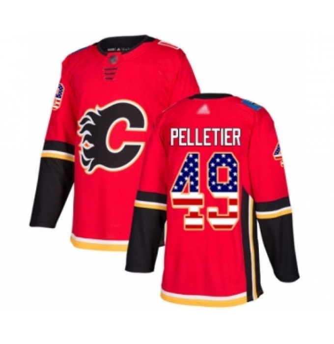 Youth Calgary Flames #49 Jakob Pelletier Authentic Red USA Flag Fashion Hockey Jersey