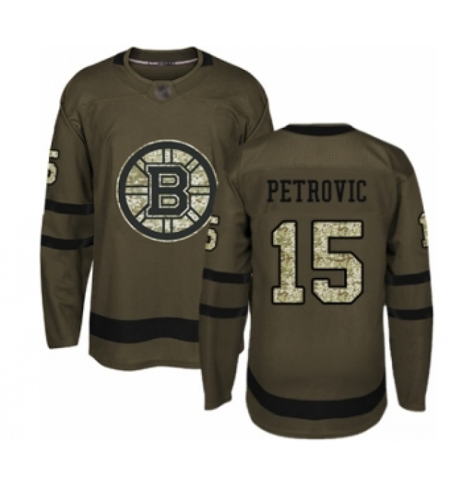 Youth Boston Bruins #15 Alex Petrovic Authentic Green Salute to Service Hockey Jersey