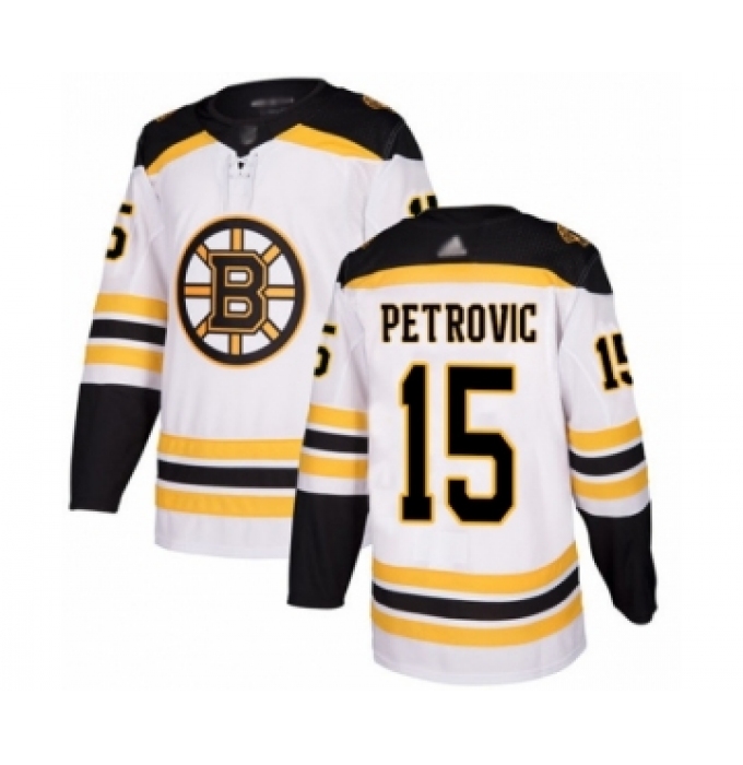 Youth Boston Bruins #15 Alex Petrovic Authentic White Away Hockey Jersey