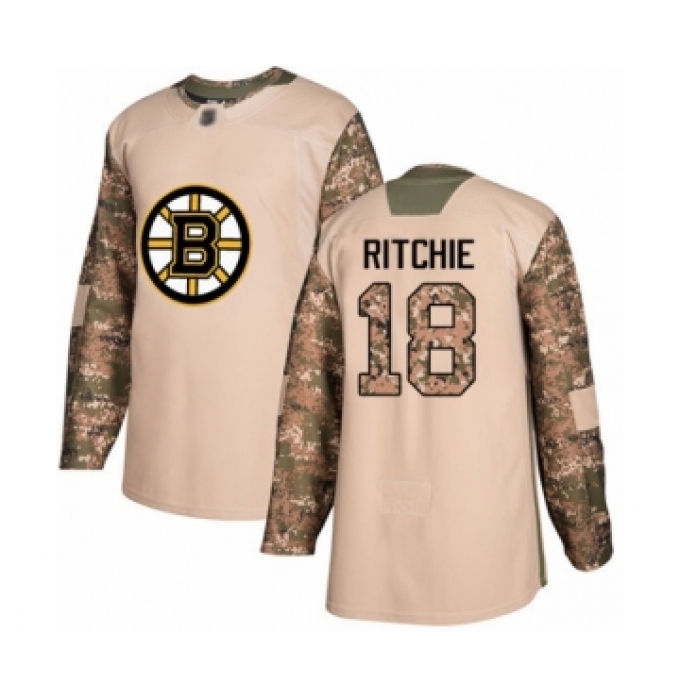 Youth Boston Bruins #18 Brett Ritchie Authentic Camo Veterans Day Practice Hockey Jersey