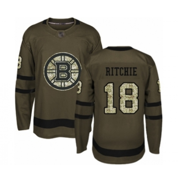 Youth Boston Bruins #18 Brett Ritchie Authentic Green Salute to Service Hockey Jersey