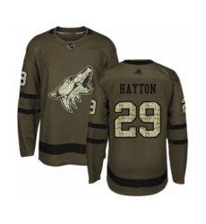 Youth Arizona Coyotes #29 Barrett Hayton Authentic Green Salute to Service Hockey Jersey