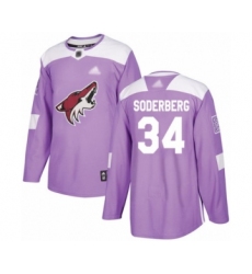 Youth Arizona Coyotes #34 Carl Soderberg Authentic Purple Fights Cancer Practice Hockey Jersey