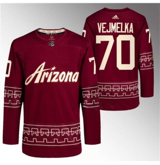 Men's Arizona Coyotes #70 Karel Vejmelka Garnet Alternate Pro Jersey