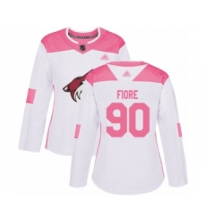 Women's Arizona Coyotes #90 Giovanni Fiore Authentic White Pink Fashion Hockey Jersey