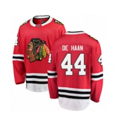 Youth Chicago Blackhawks #44 Calvin De Haan Authentic White Away Fanatics Branded Breakaway Hockey Jersey