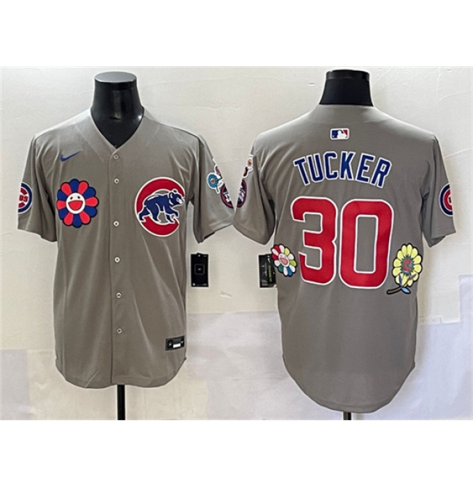 Men's Chicago Cubs #30 Kyle Tucker Gray 2025 Tokyo Series Limited Stitched Baseball Jersey