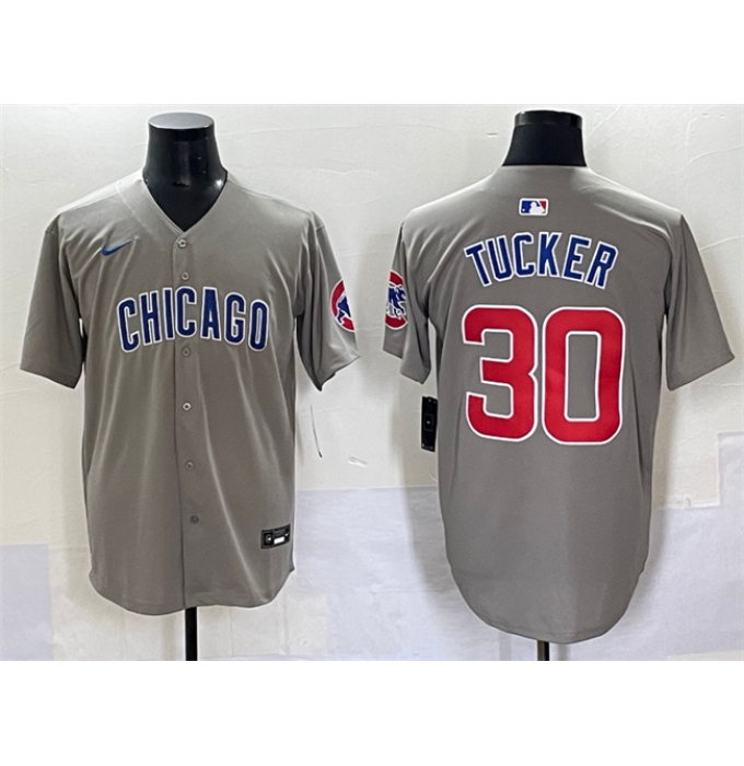Men's Chicago Cubs #30 Kyle Tucker Gray Limited Stitched Baseball Jersey