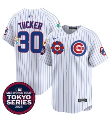 Men's Chicago Cubs #30 Kyle Tucker White 2025 Tokyo Series Limited Stitched Baseball Jersey