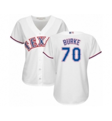 Women's Texas Rangers #70 Brock Burke Authentic White Home Cool Base Baseball Player Jersey