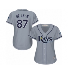 Women's Tampa Bay Rays #87 Jose De Leon Authentic Grey Road Cool Base Baseball Player Jersey