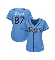 Women's Tampa Bay Rays #87 Jose De Leon Authentic Light Blue Alternate 2 Cool Base Baseball Player Jersey